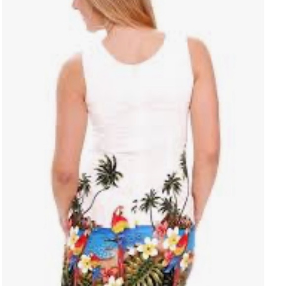 propical dres Dresses & Skirts - Tropical Print White Midi Dress